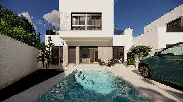 Carla Villas Park — villa exterior and pool render