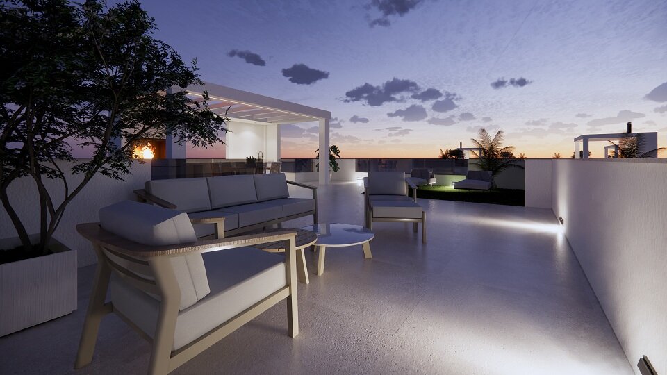 Carla Villas Torrevieja — solarium at dusk