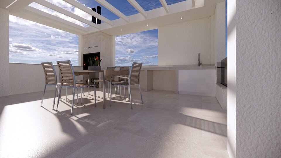 Carla Villas Torrevieja — 88 m² solarium with pergola and outdoor kitchen