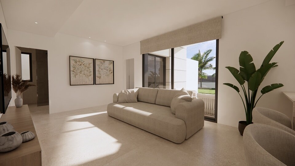 Carla Villas Torrevieja — open-plan living room render