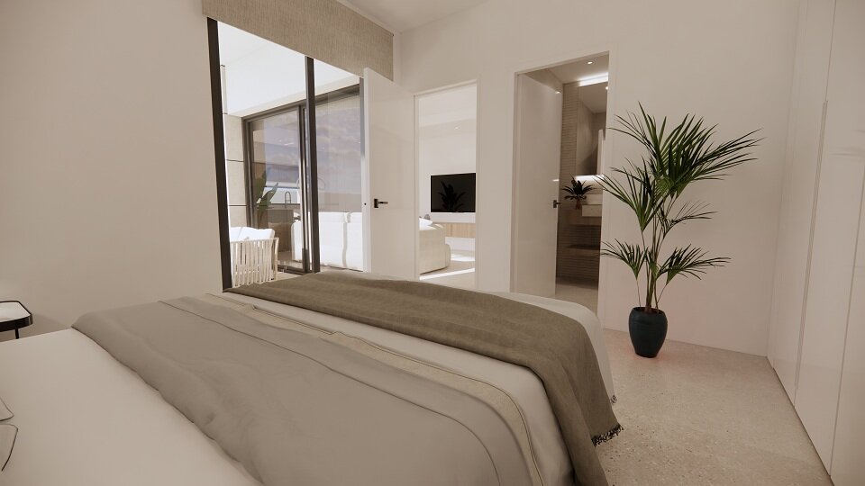 Carla Villas Torrevieja — bedroom with en-suite render