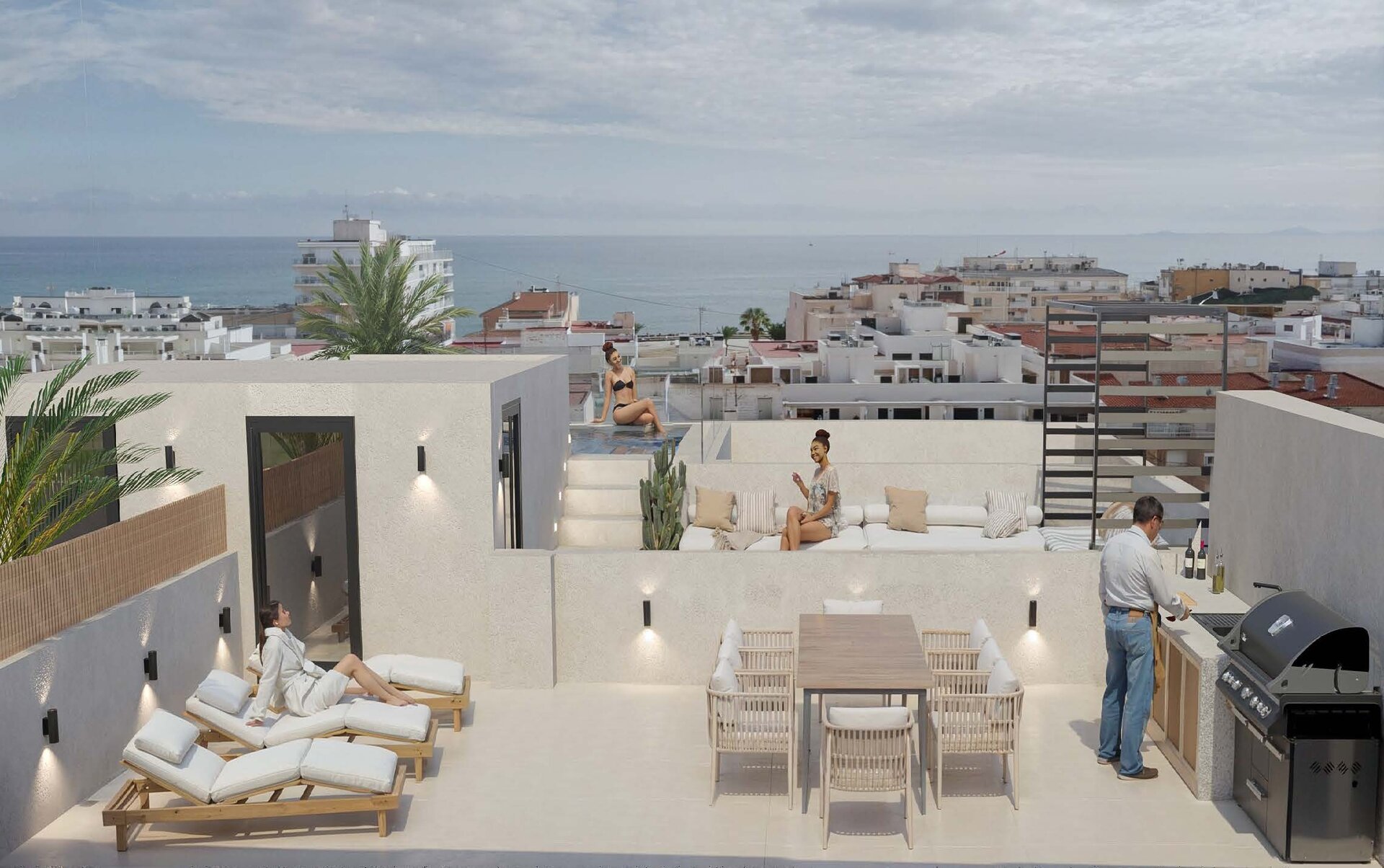 Edificio Antonella — rooftop solarium with plunge pool, outdoor kitchen and sea views