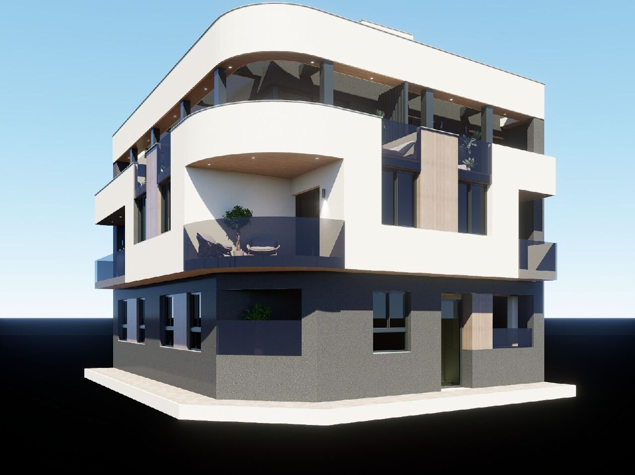 Edificio Soprano — exterior render, C/ Arquitecto Larramendi, Torrevieja