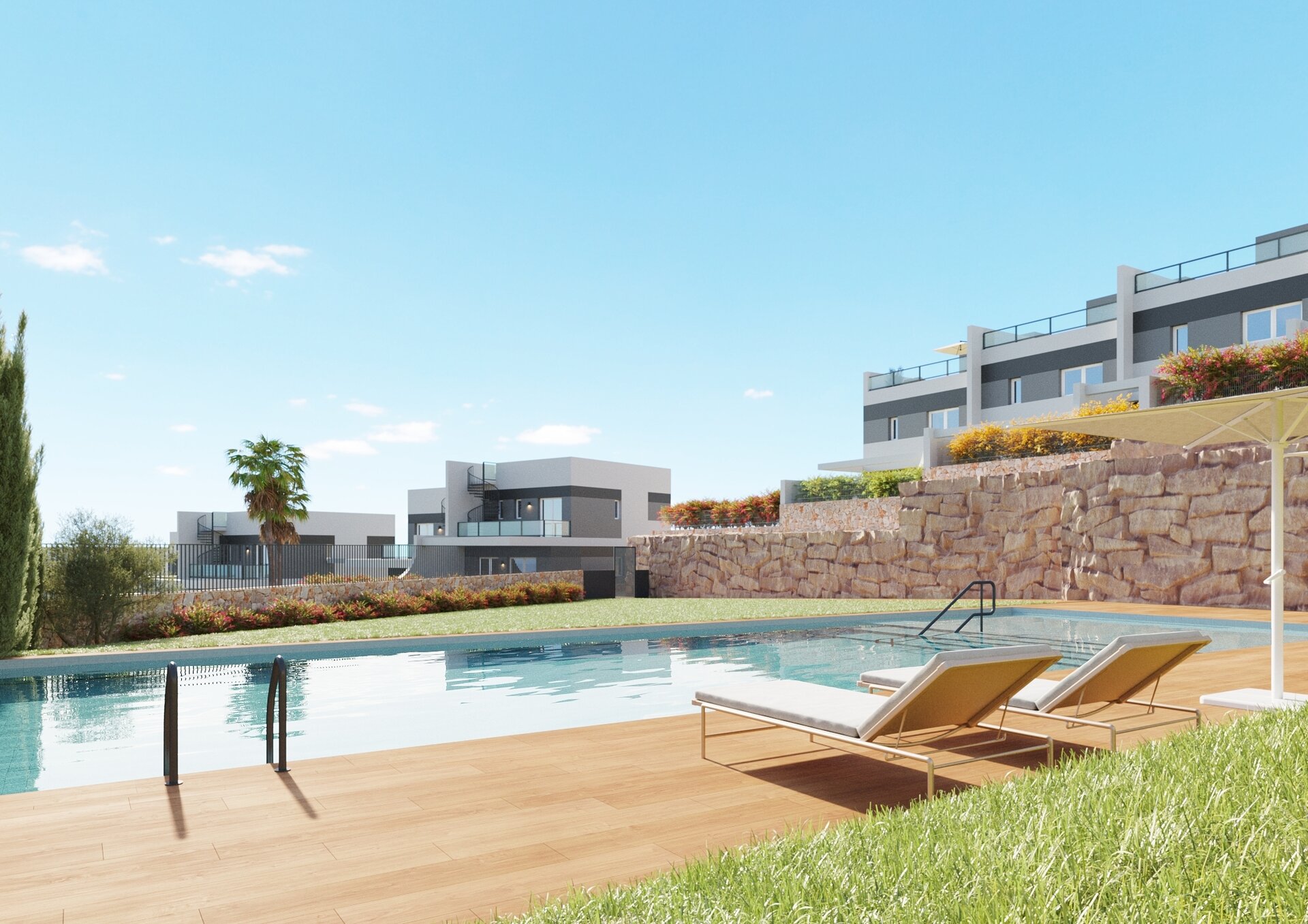 Communal pool and gardens