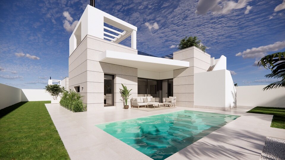 Carla Villas Torrevieja — villa exterior with private pool, daytime render