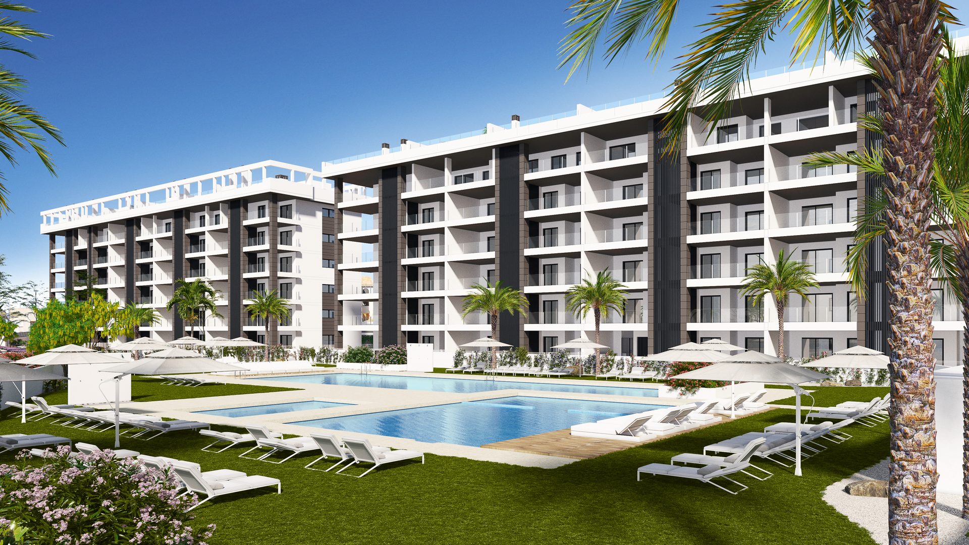Eden Beach — pool and garden overview