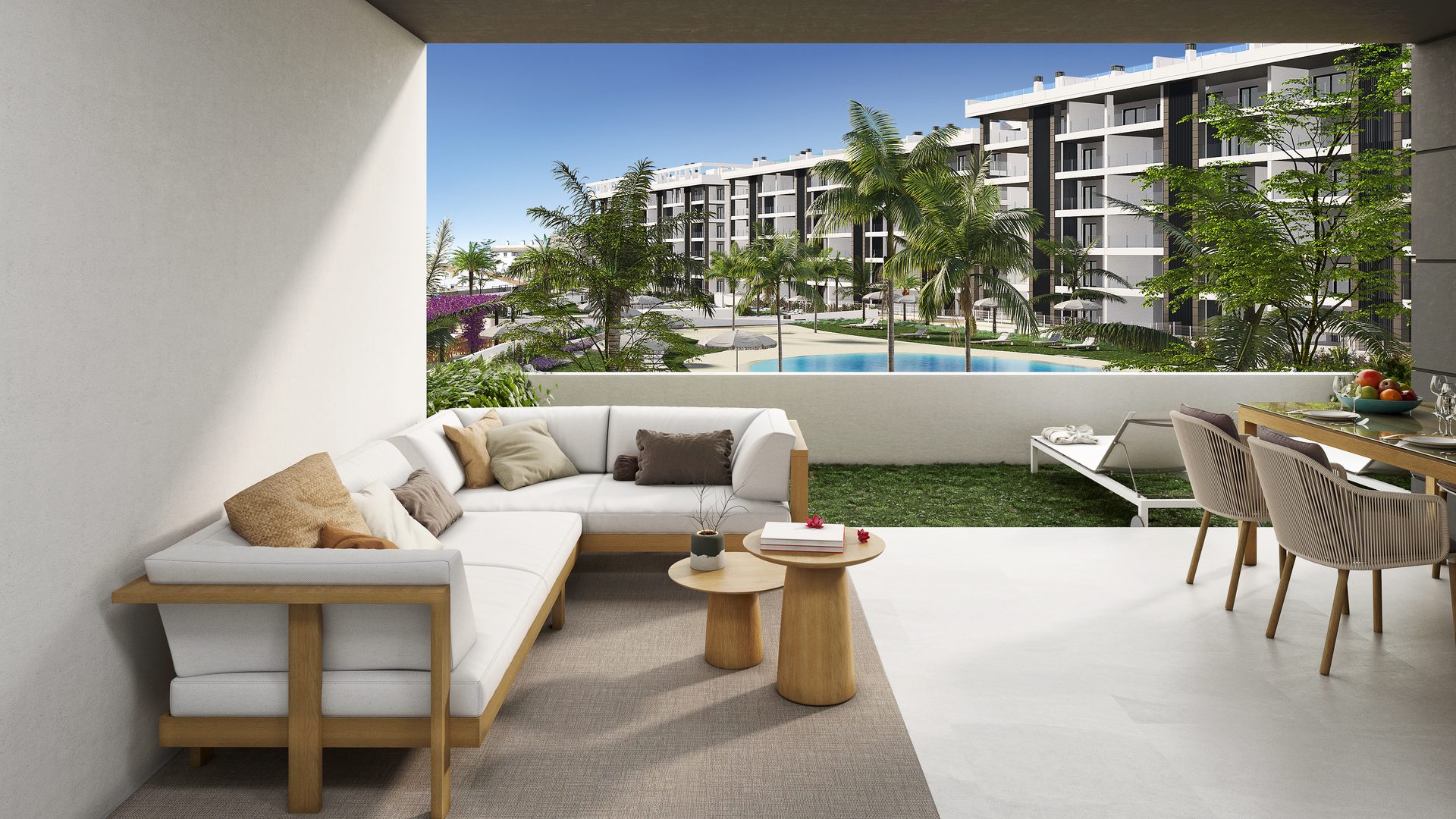 Terrace with pool view
