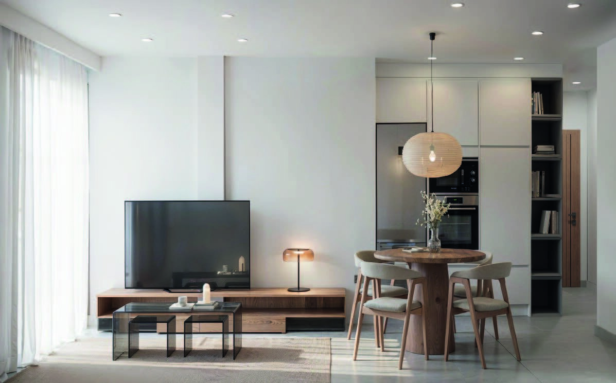 Edificio Antonella — open-plan living and dining room render