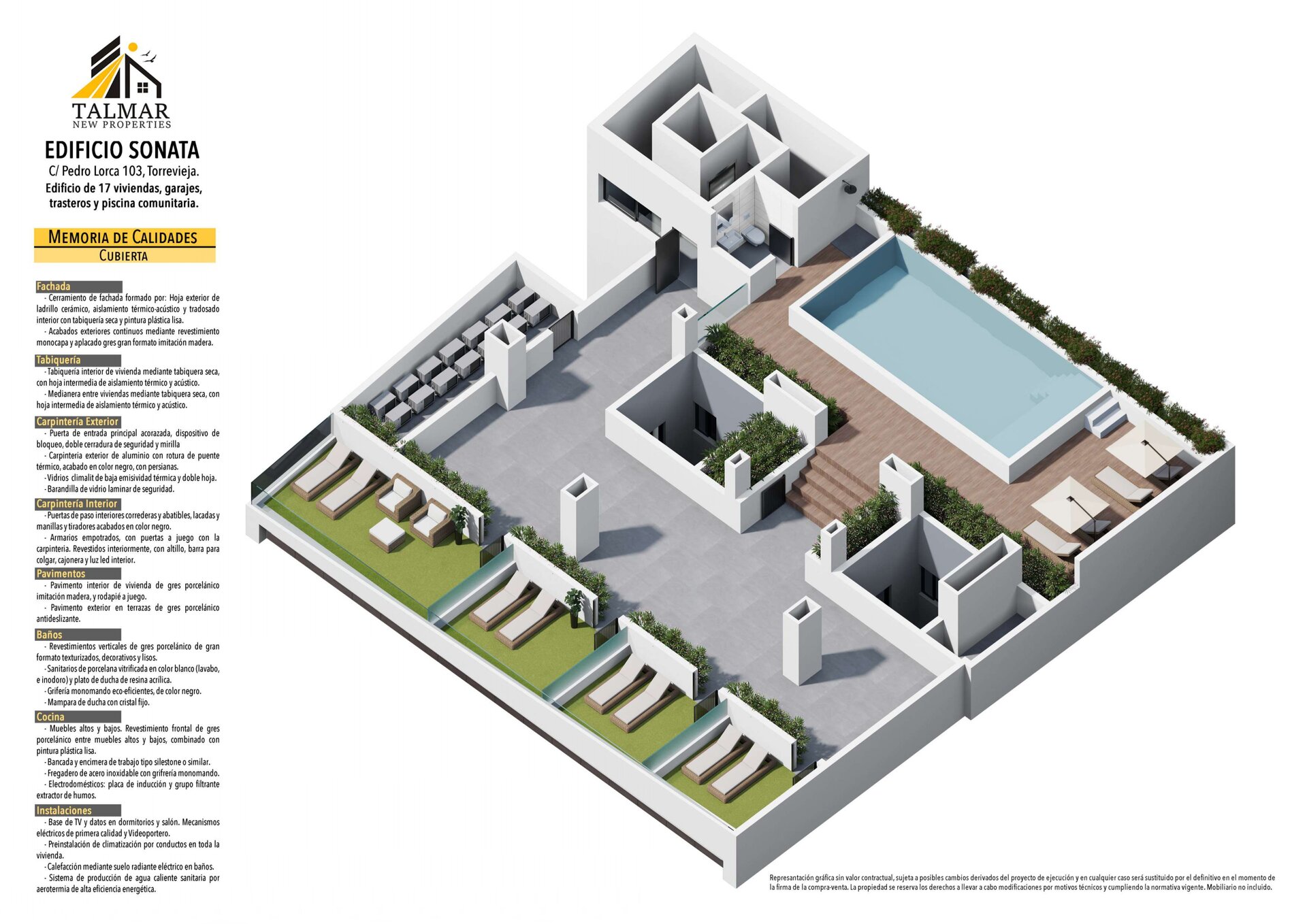 Edificio Sonata — rooftop pool and solarium plan