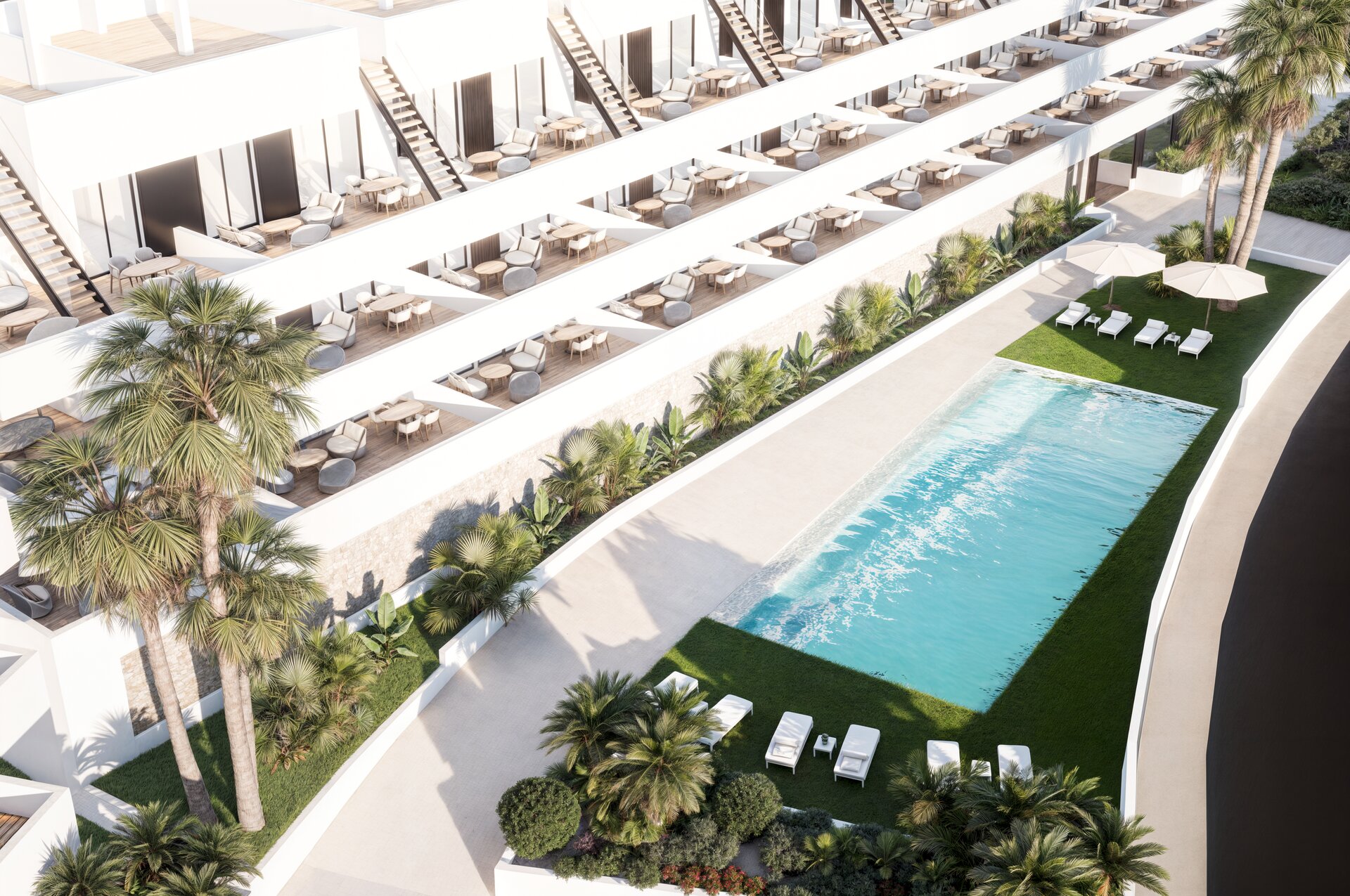 My White Resort — overhead pool view
