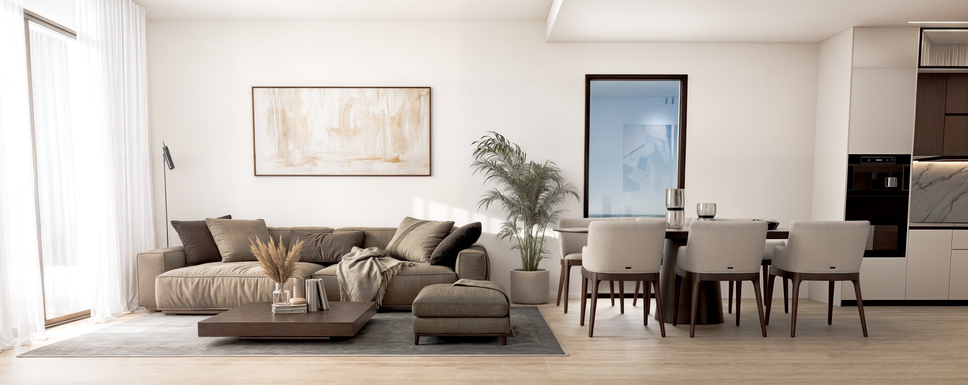 Interior — open-plan living and kitchen