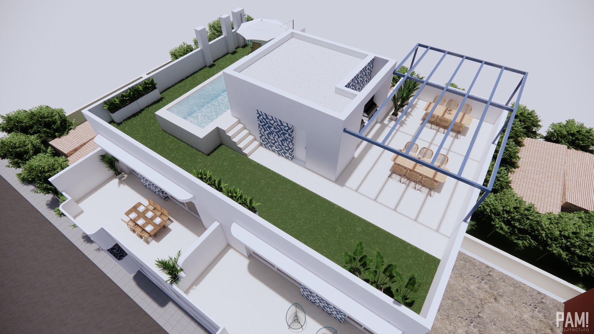 O-Porto Beach — rooftop pool and solarium aerial