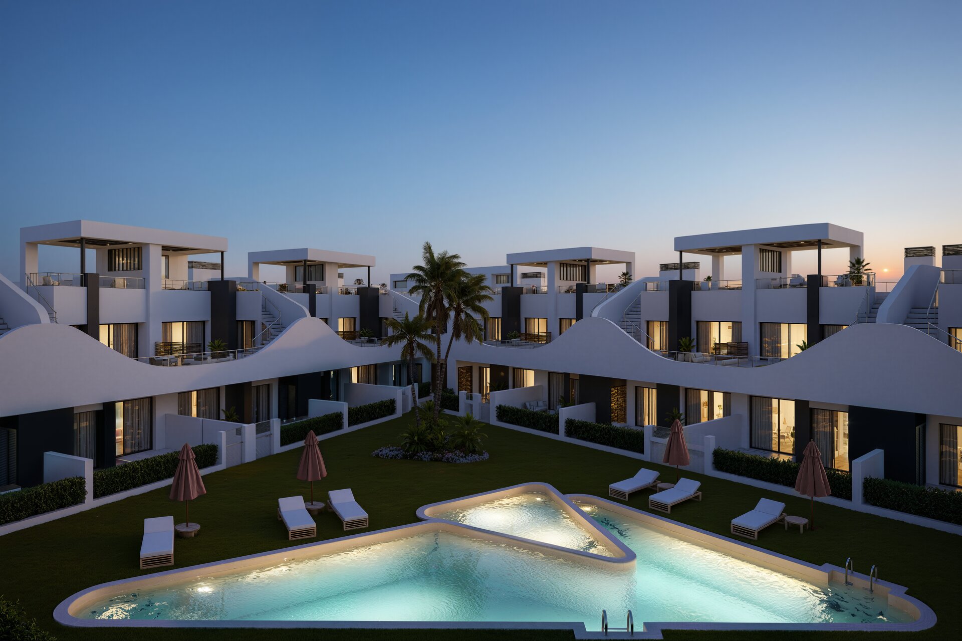 Residencial Saito — communal pool area render