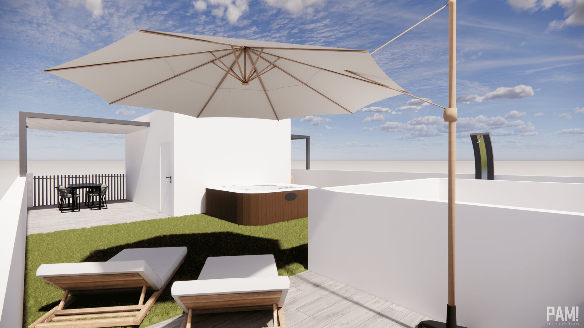 Sakura Beach — rooftop jacuzzi and sun loungers