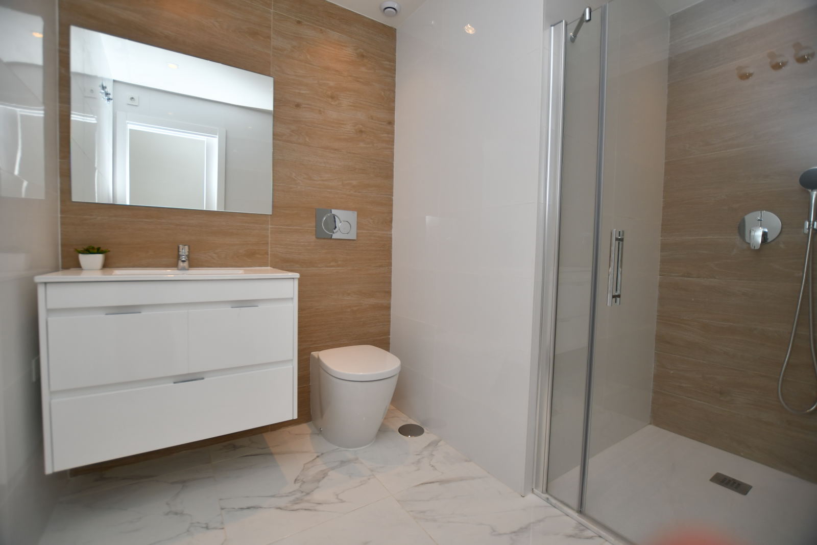 Master bathroom with glass shower