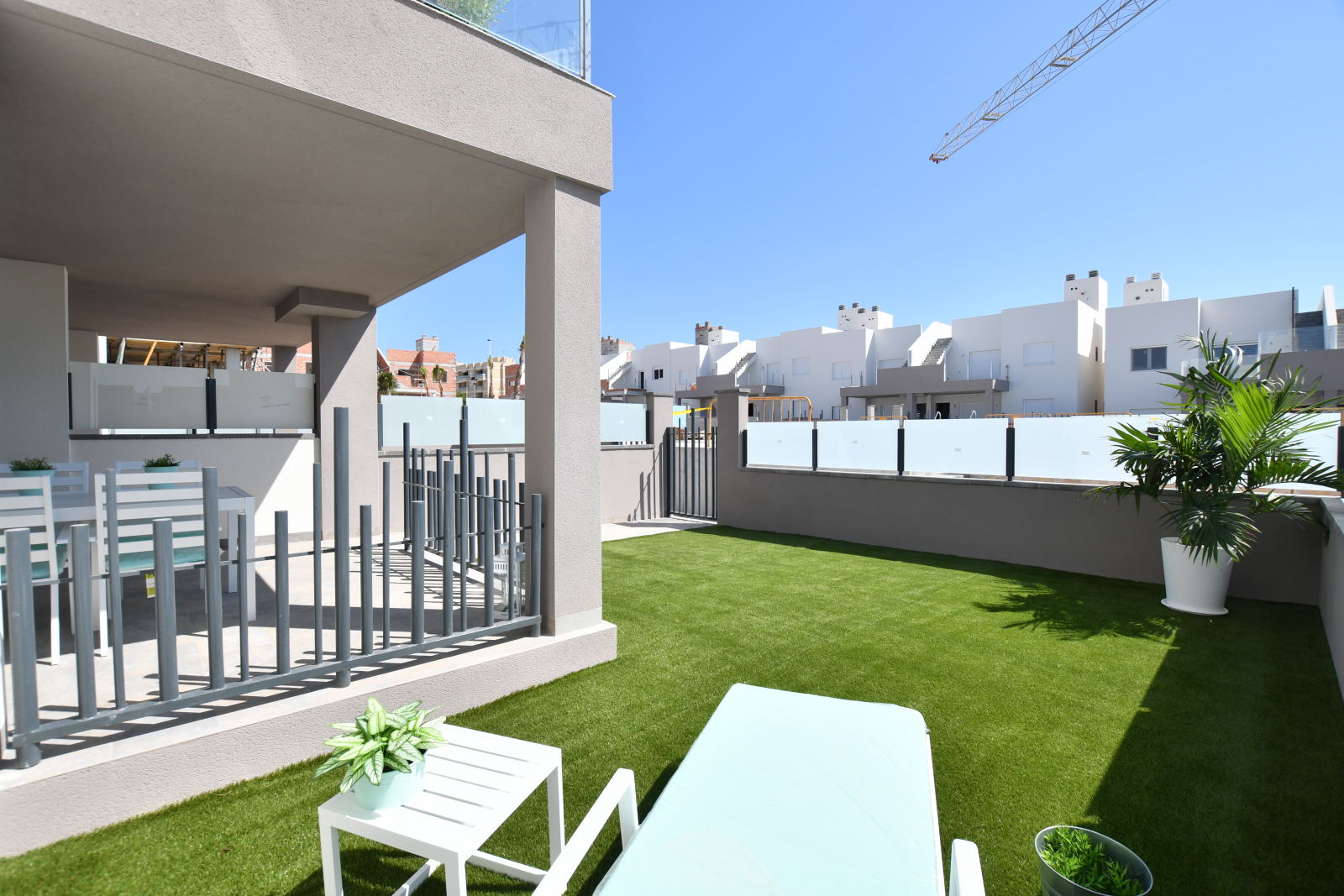 Garden with sun loungers