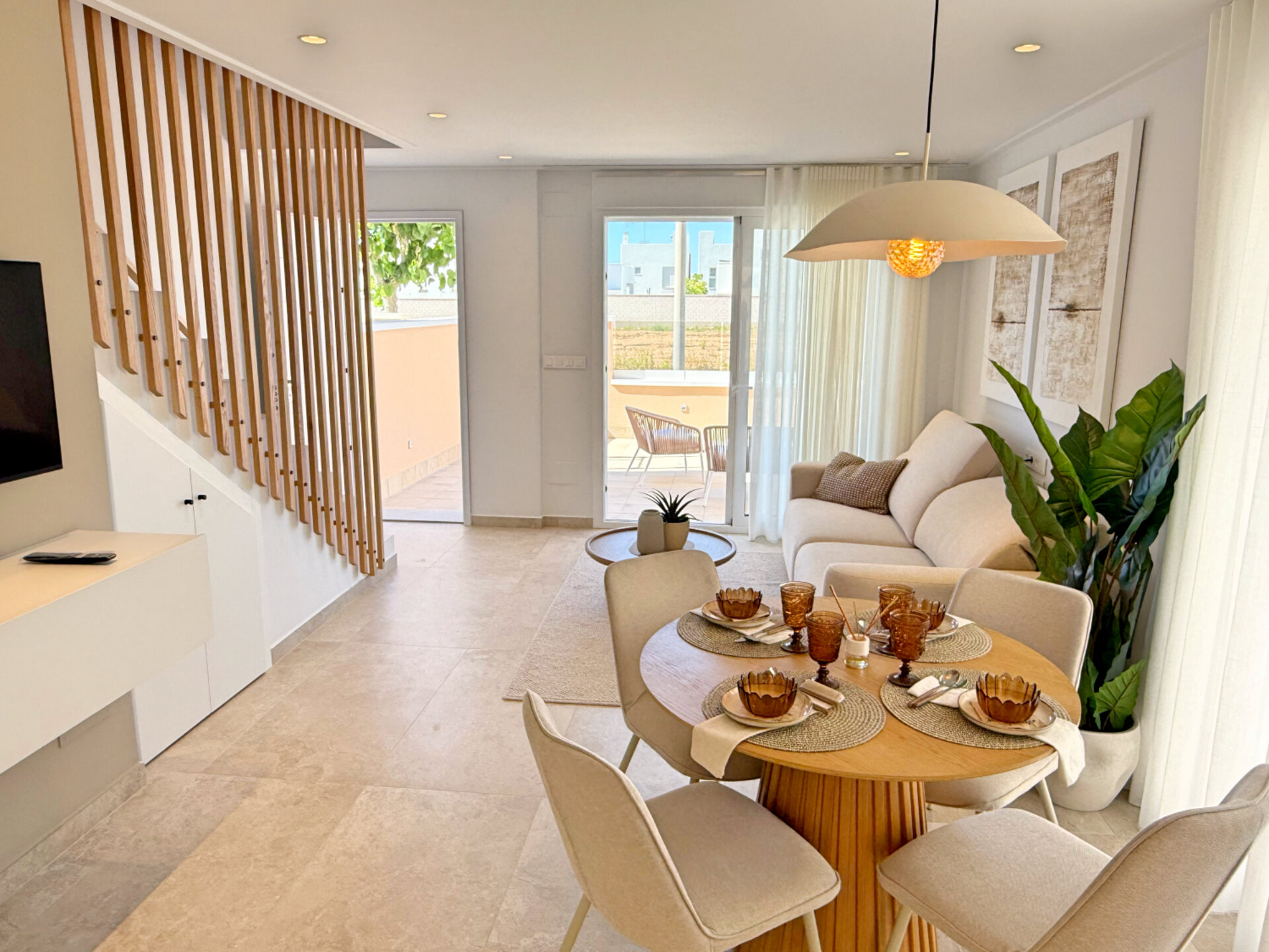 Vista Azul XXXVIII Lo Monte townhouse showhouse — open-plan living and dining area