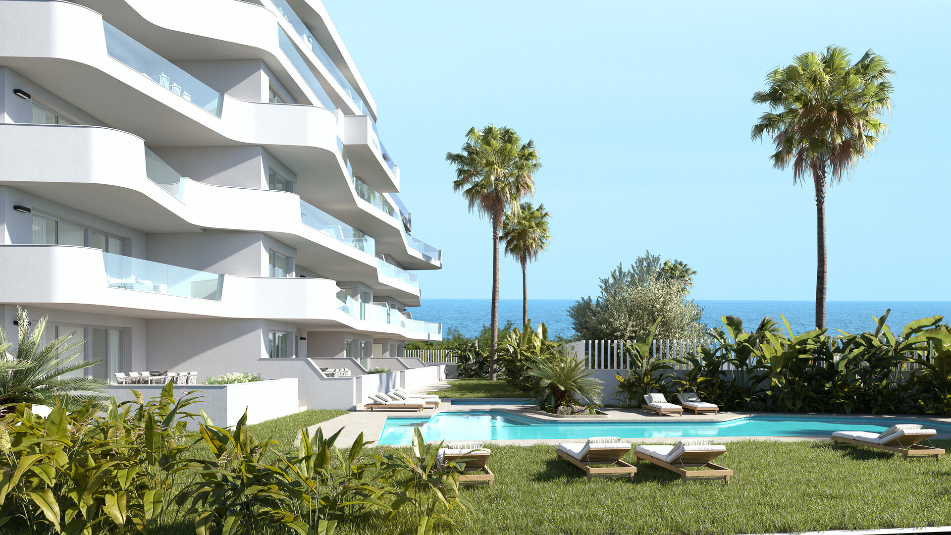Vivalife Beach — pool area with sea view render