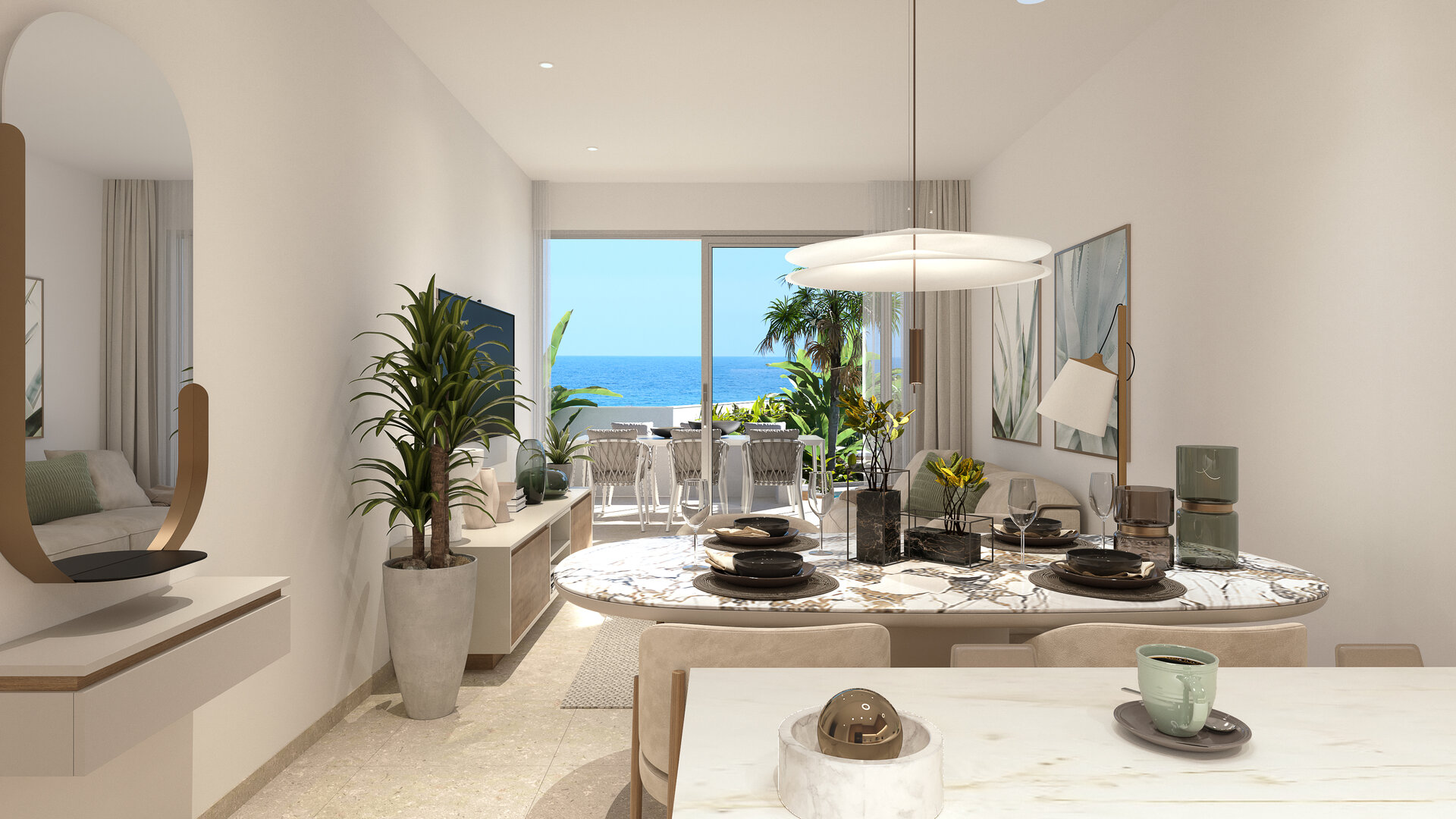 Vivalife Beach — dining area with sea view render