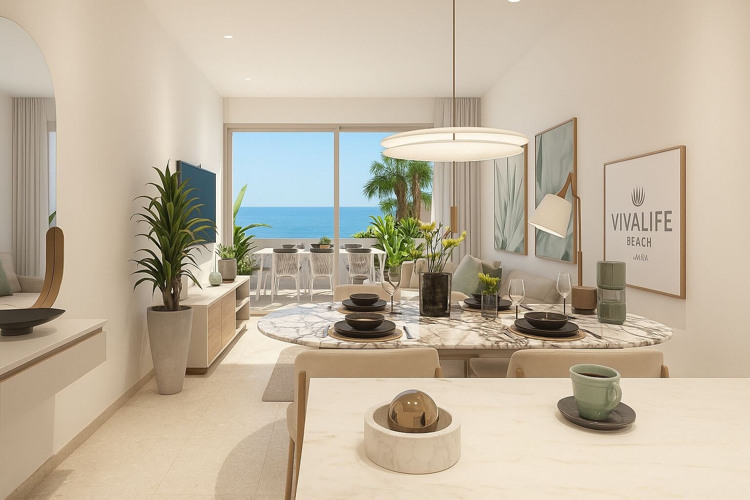 Vivalife Beach — kitchen and dining render