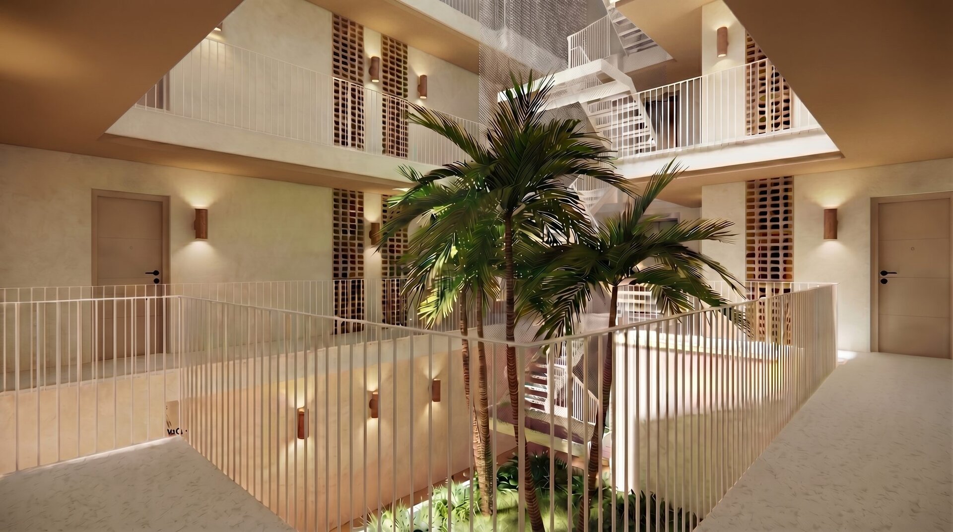 Karibe Heritage Suites — landscaped interior courtyard render