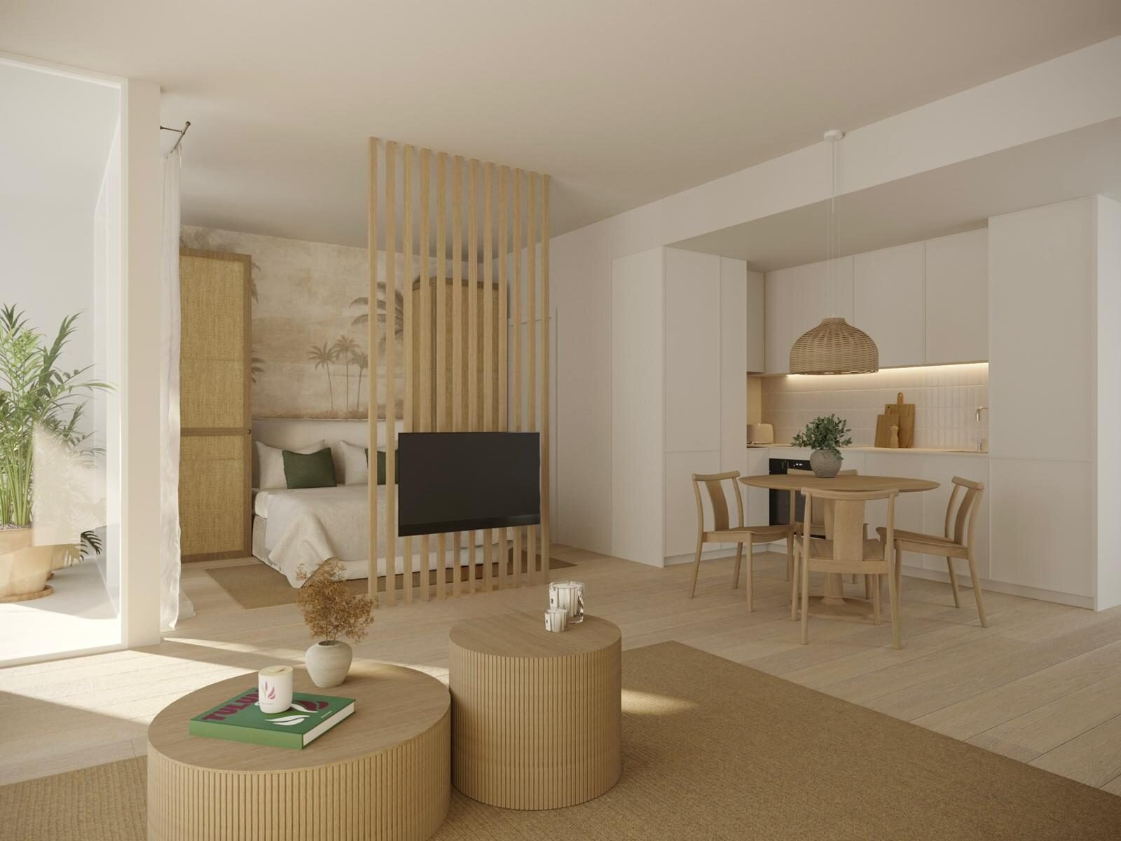 Karibe Heritage Suites — studio-style apartment render