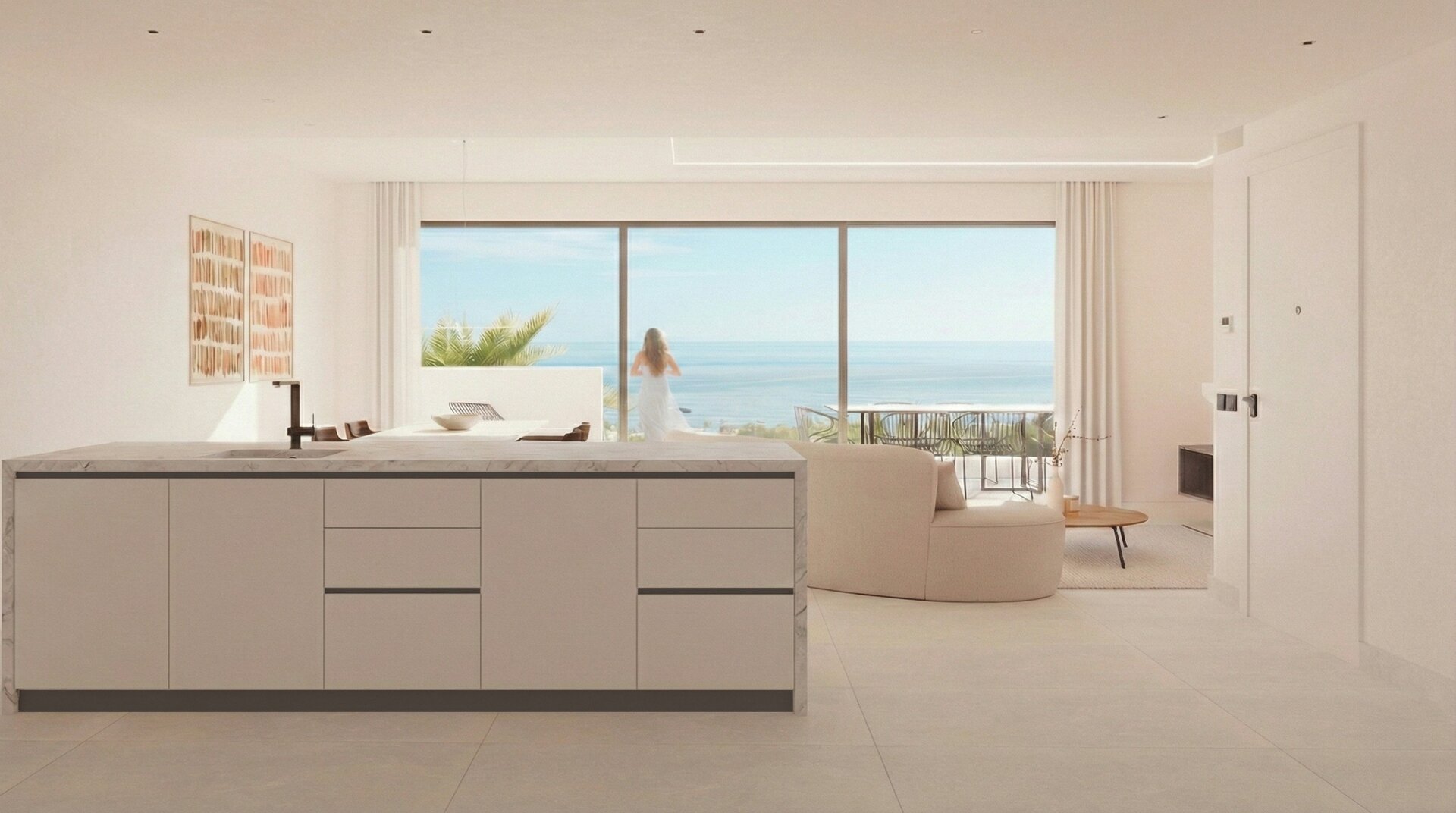 La Manguilla Sea Views — open kitchen with island