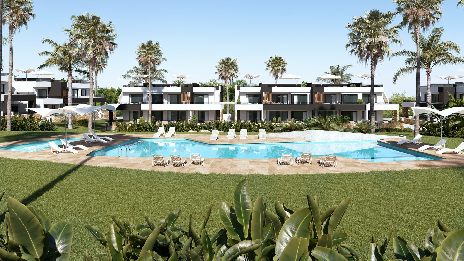 Lo Marabú Bungalows — community pool and gardens