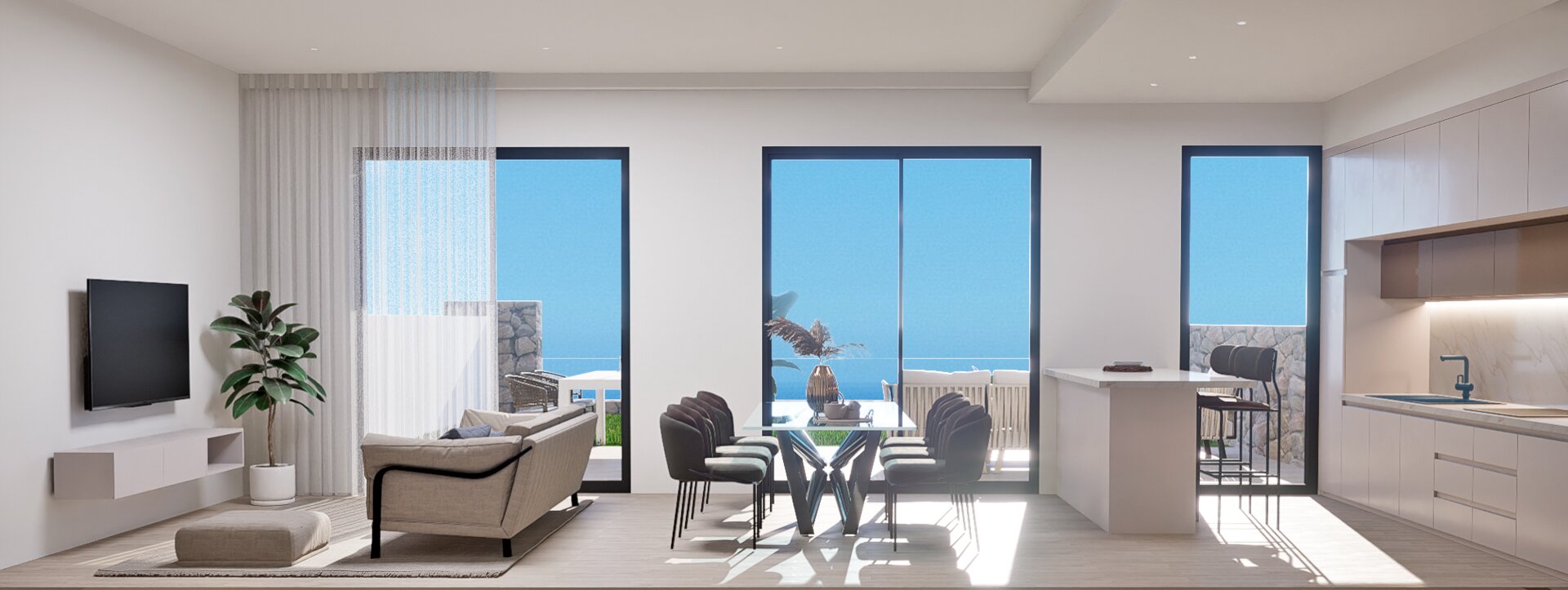 Living room with sea view