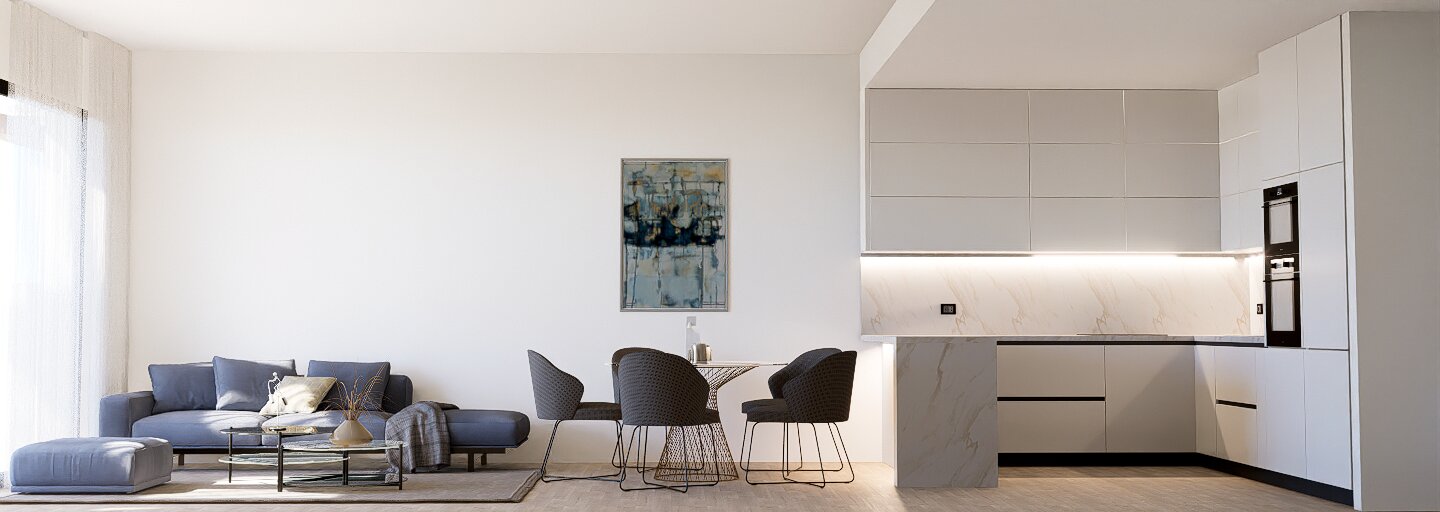 Living and kitchen