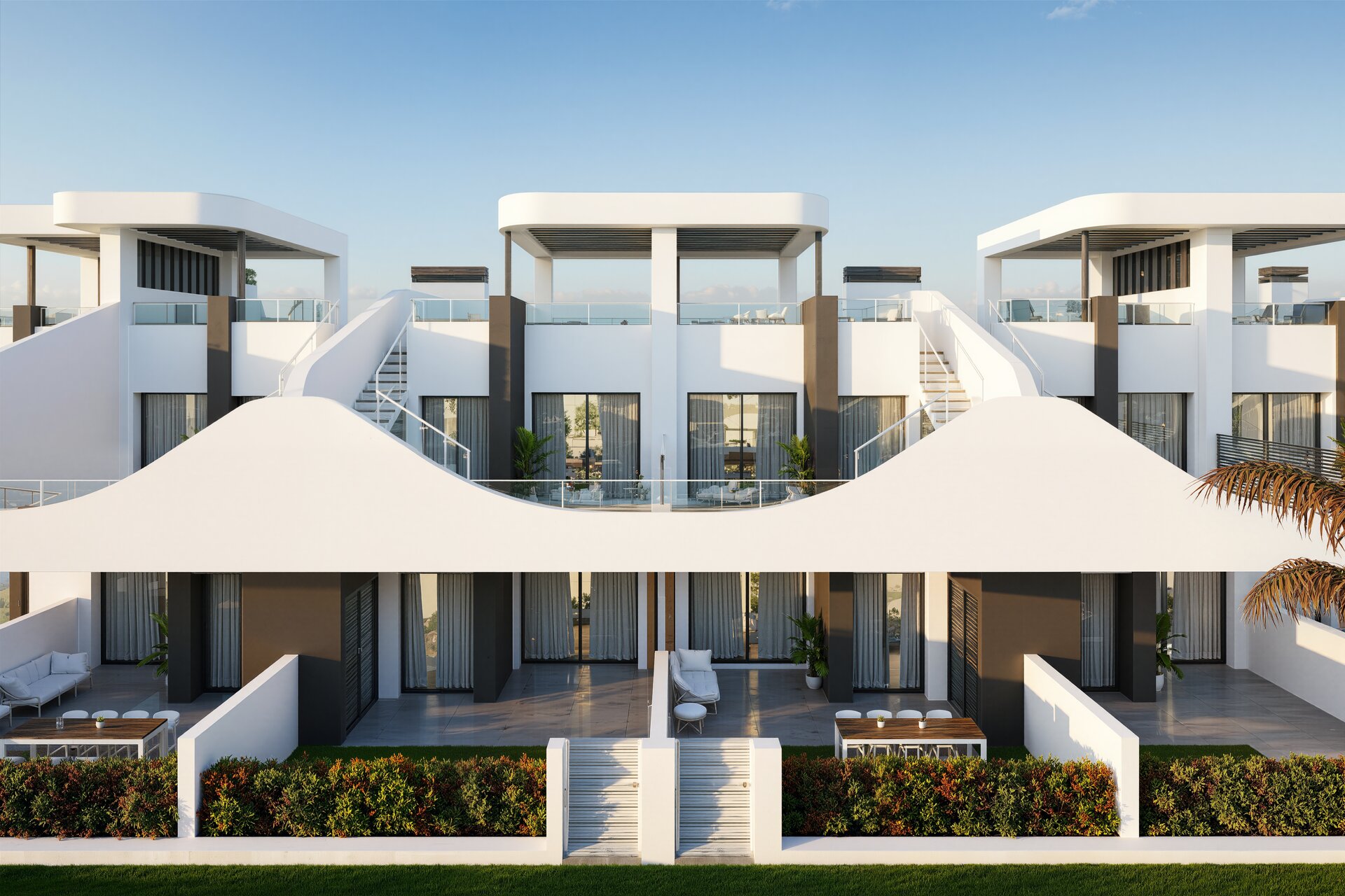 Residencial Saito — pool and terraces render