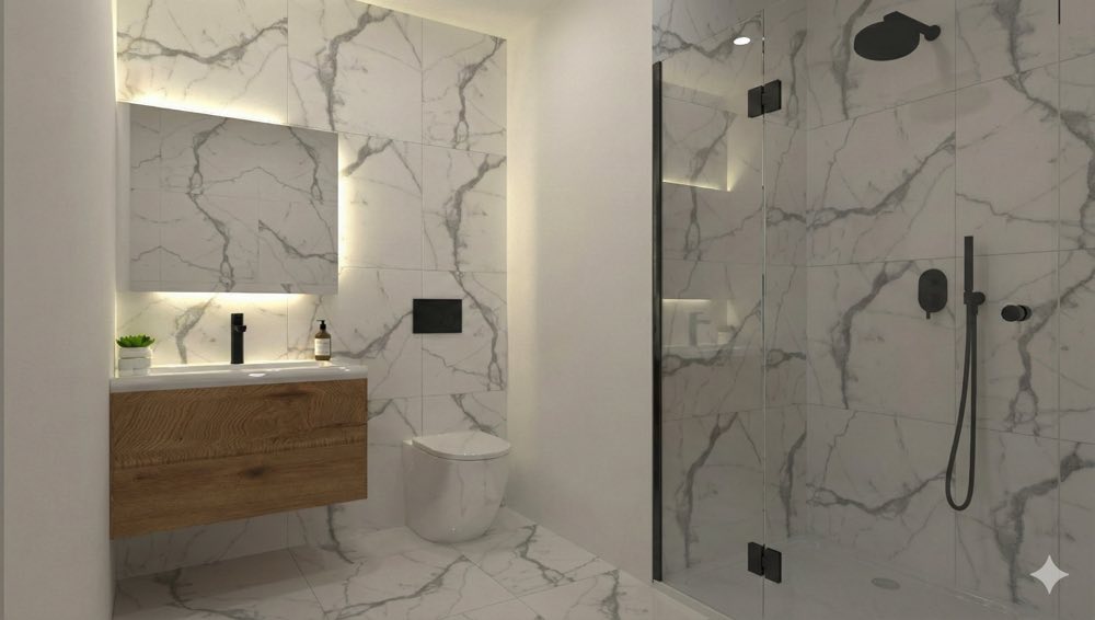 Marble finish — bathroom render