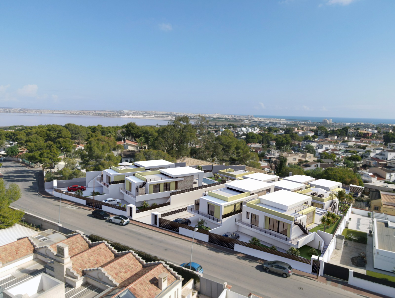 Aerial — La Mata lagoon and sea