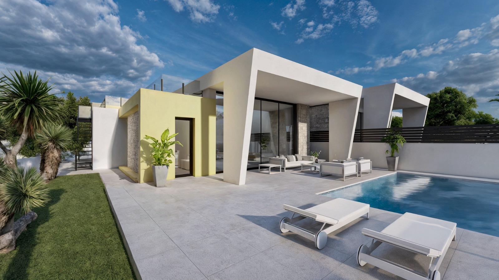 Villa 1 — pool and facade render