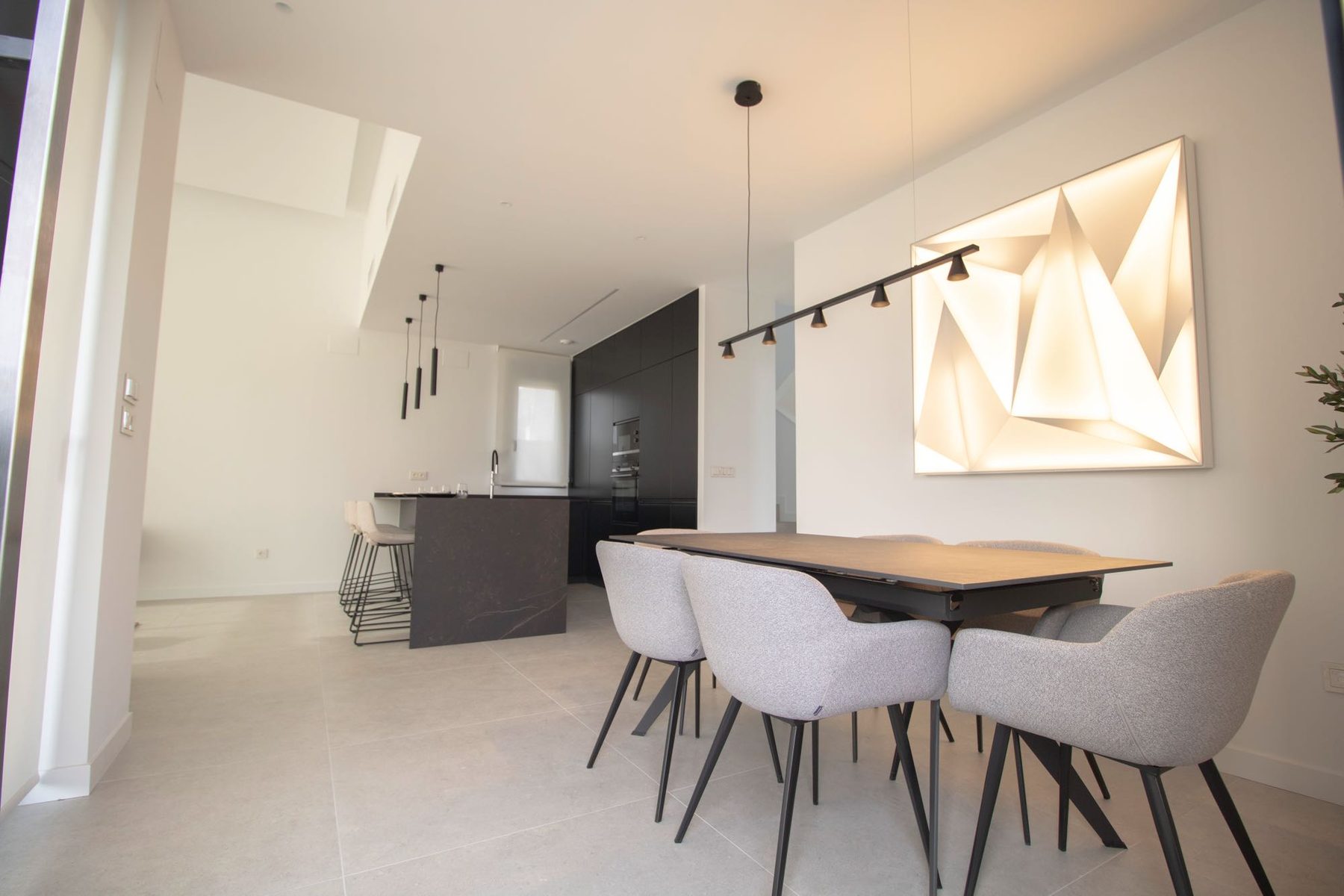 Kitchen island and dining area