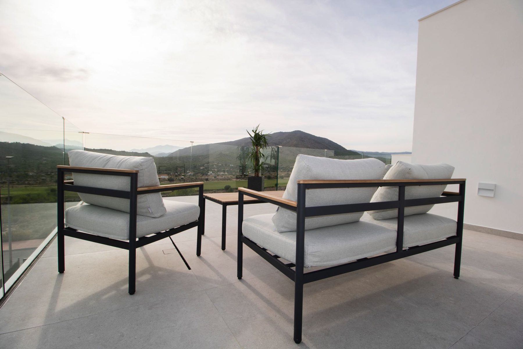 Rooftop terrace with mountain views