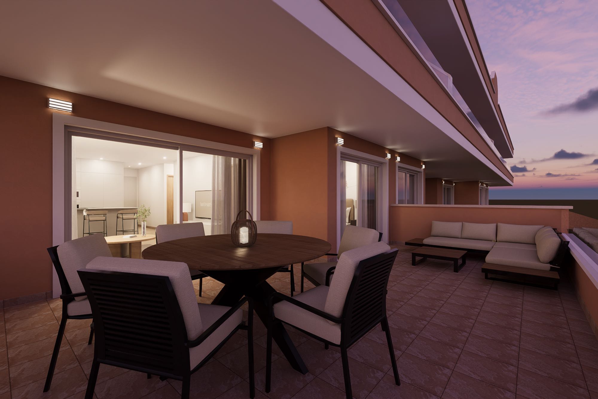 Apartment terrace — evening