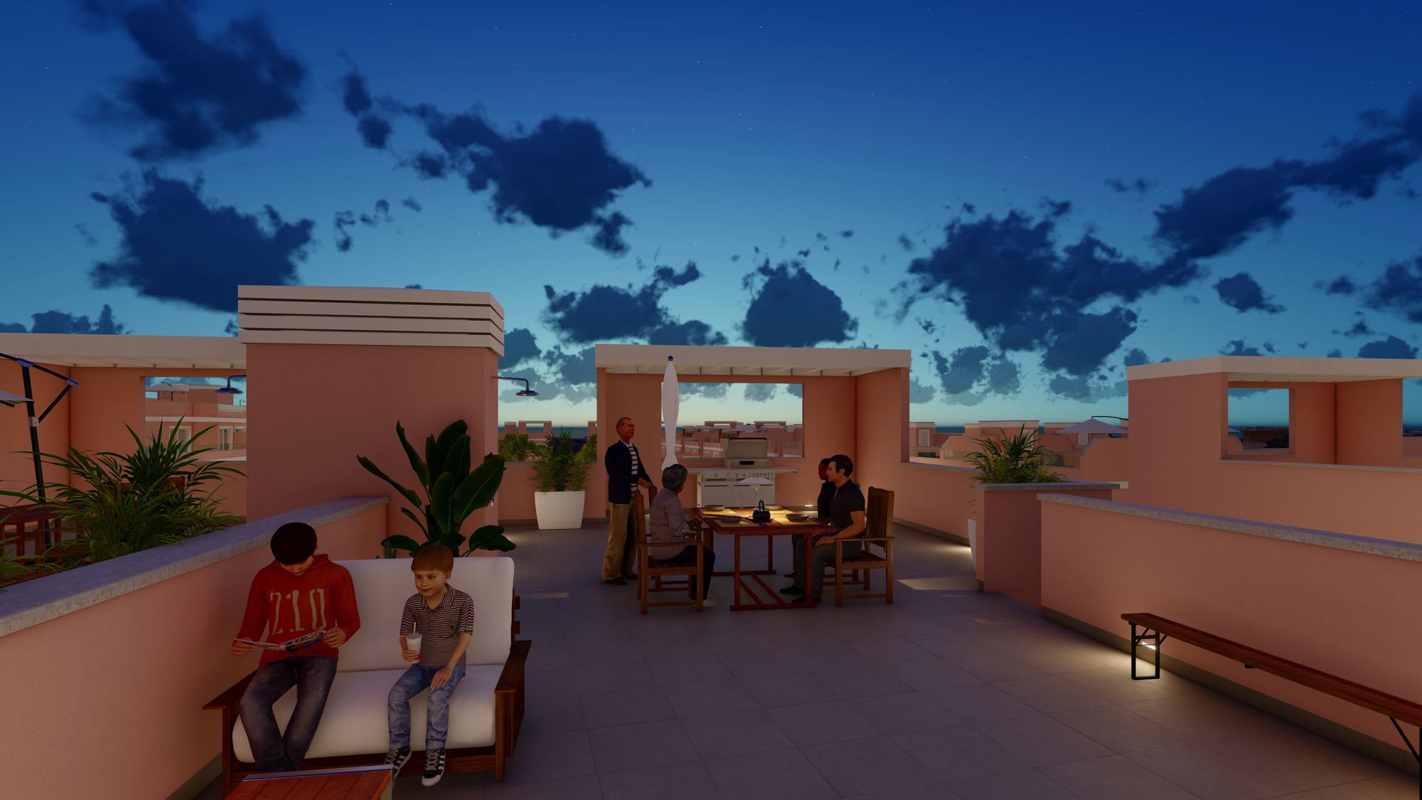 Bungalow — rooftop solarium at sunset