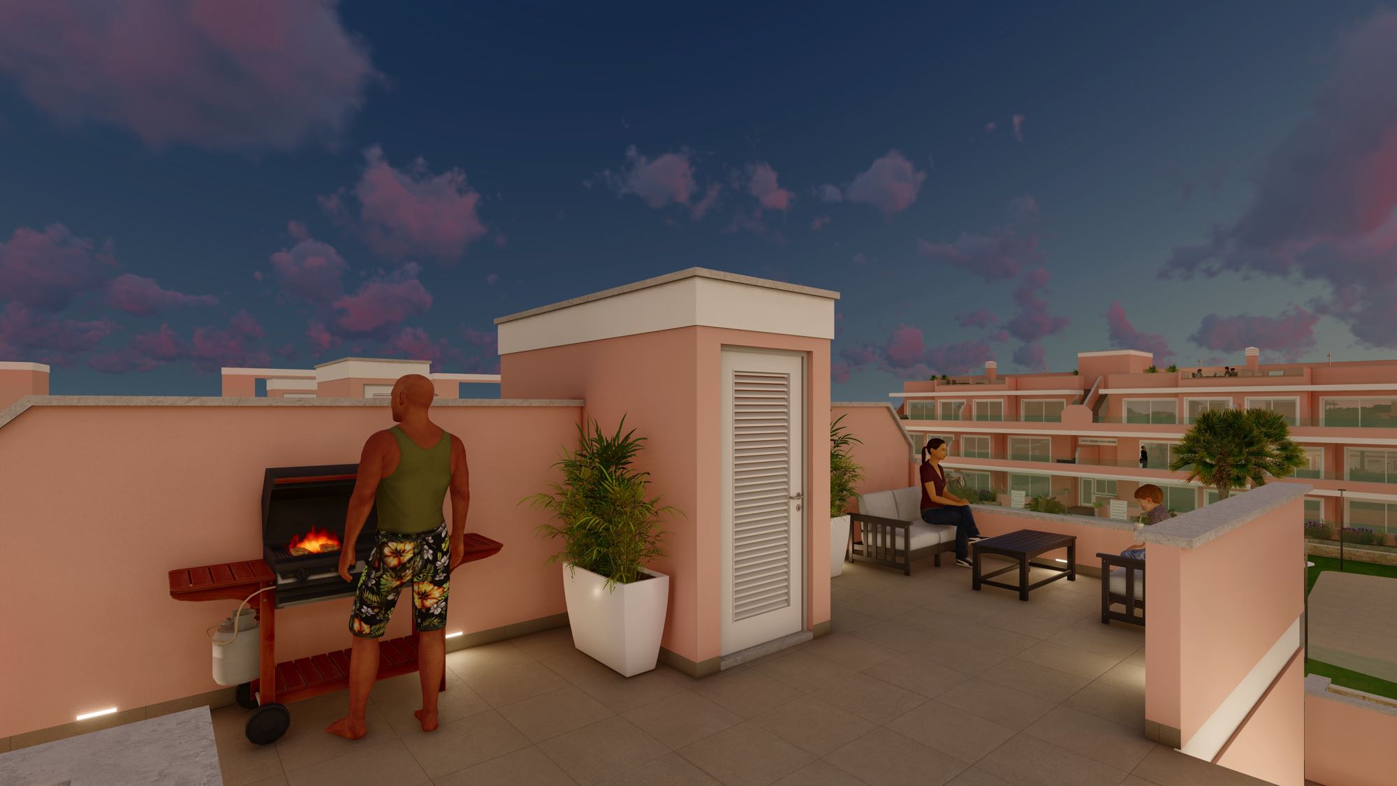 Townhouse rooftop solarium